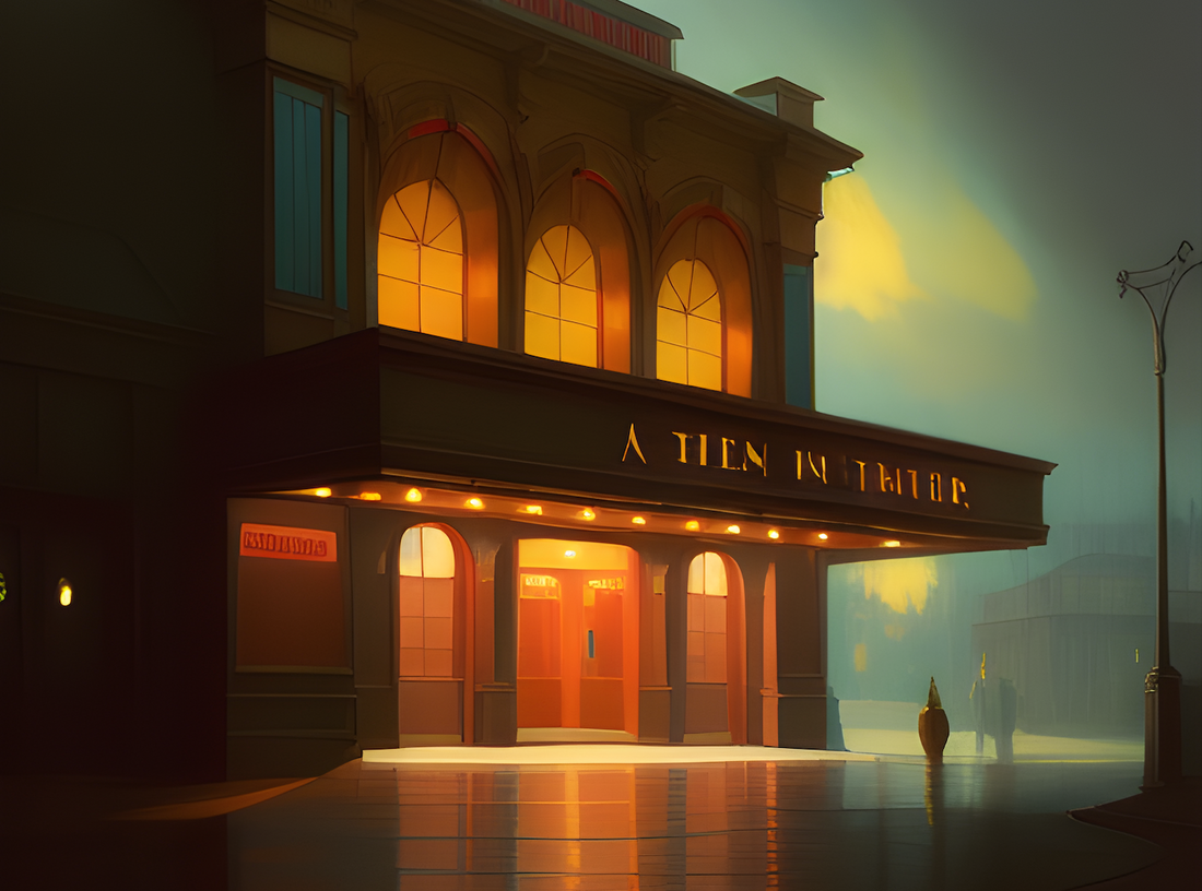 An escapist cinema playing movies for stress