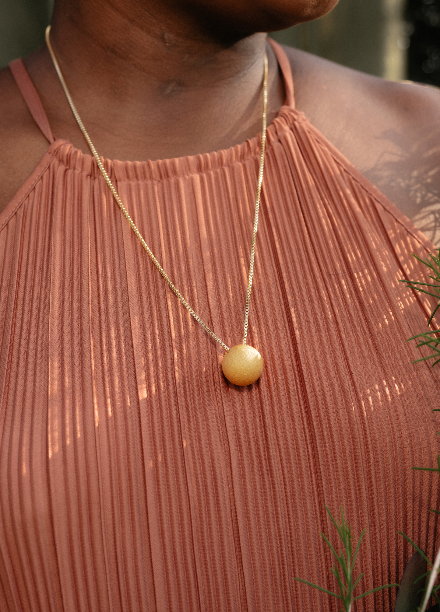 Gold Alloy Soul Sphere Necklace - Gold Plated (17mm)