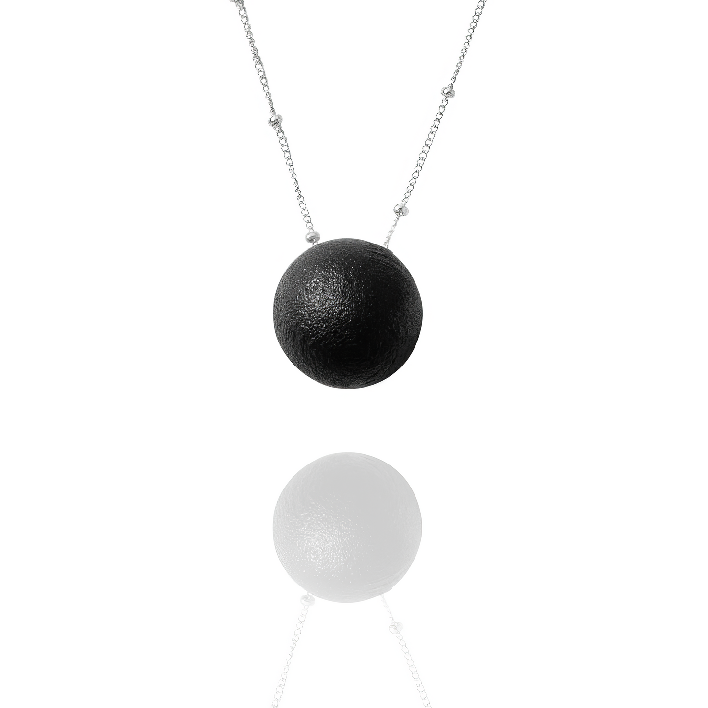 Charcoal Alloy Soul Sphere Necklace white background sphere close-up