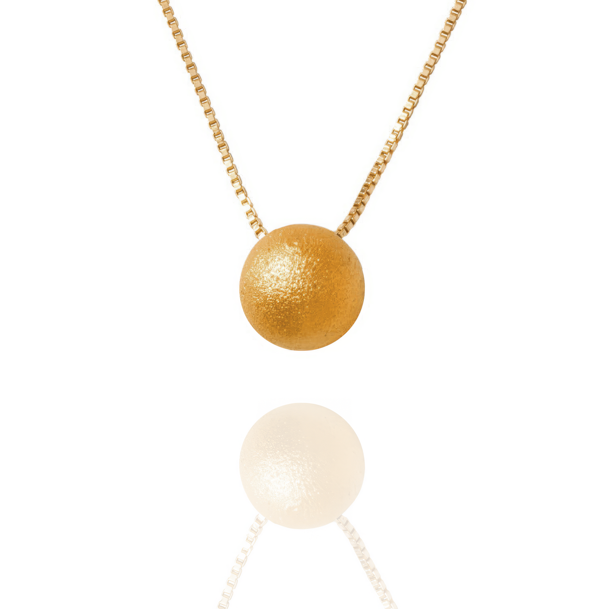 Gold Alloy Soul Sphere Necklace white background close-up