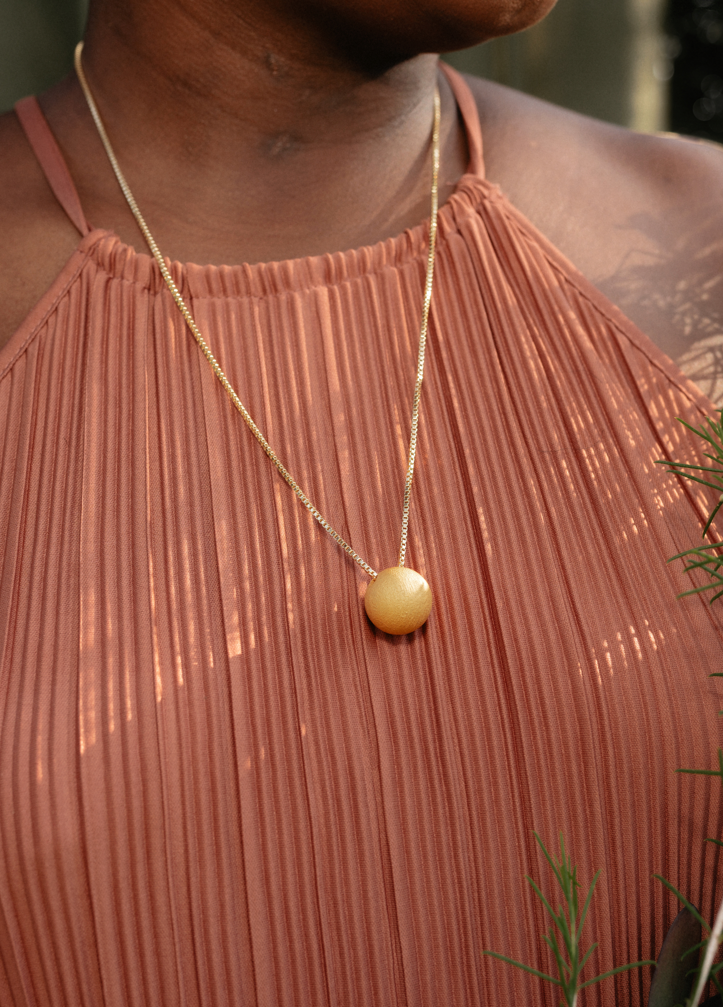 Gold Alloy Soul Sphere Necklace - Steel-Bronze (17mm)