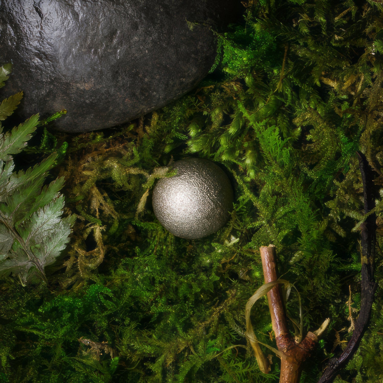 Nickel Alloy Soul Sphere on moss