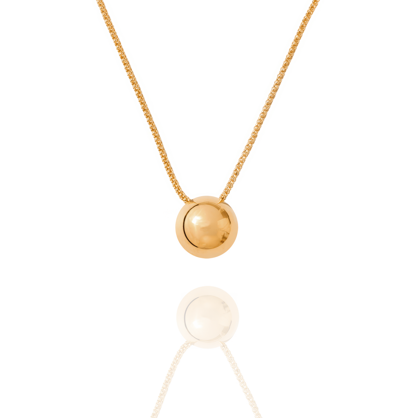Solid 14k Gold Soul Sphere Necklace close-up