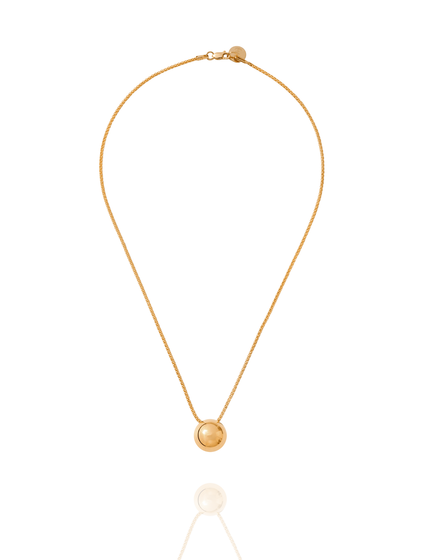 Solid 14k Gold Soul Sphere Necklace full view